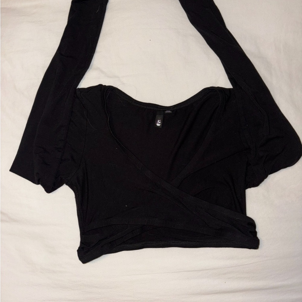American Eagle Outfitters Black Wrap Blouse